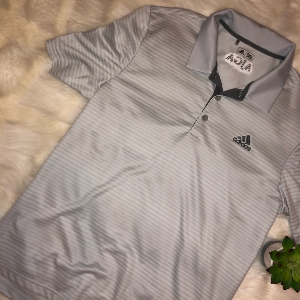 Adidas | AJGA Men's Grey Stripe Golf Shirt Small